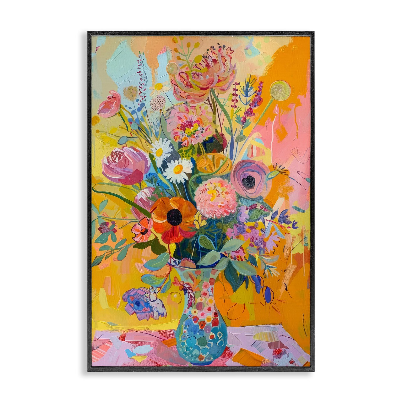 Stupell Industries Bright Hued Mod Bouquet Framed Giclee Wall Art Design by LSR Design Studio